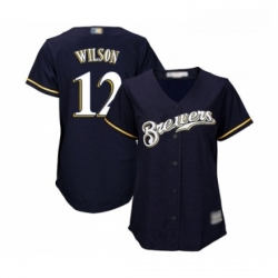 Womens Milwaukee Brewers 12 Alex Wilson Authentic Navy Blue Alternate Cool Base Baseball Jersey 