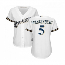 Womens Milwaukee Brewers 5 Cory Spangenberg Replica White Alternate Cool Base Baseball Jersey 
