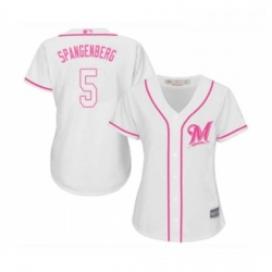 Womens Milwaukee Brewers 5 Cory Spangenberg Replica White Fashion Cool Base Baseball Jersey 