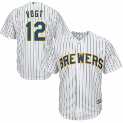Youth Majestic Milwaukee Brewers 12 Stephen Vogt Authentic White Alternate Cool Base MLB Jersey 