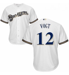 Youth Majestic Milwaukee Brewers 12 Stephen Vogt Authentic White Home Cool Base MLB Jersey 