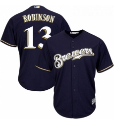 Youth Majestic Milwaukee Brewers 13 Glenn Robinson Authentic Navy Blue Alternate Cool Base MLB Jersey