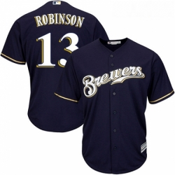 Youth Majestic Milwaukee Brewers 13 Glenn Robinson Authentic Navy Blue Alternate Cool Base MLB Jersey