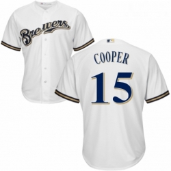 Youth Majestic Milwaukee Brewers 15 Cecil Cooper Authentic Navy Blue Alternate Cool Base MLB Jersey 