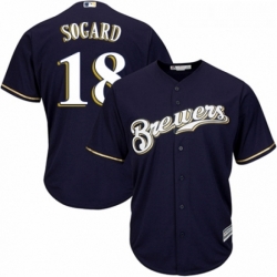 Youth Majestic Milwaukee Brewers 18 Eric Sogard Replica White Alternate Cool Base MLB Jersey 