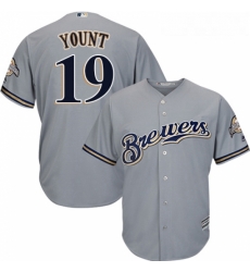 Youth Majestic Milwaukee Brewers 19 Robin Yount Authentic Grey Road Cool Base MLB Jersey