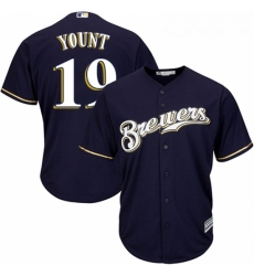 Youth Majestic Milwaukee Brewers 19 Robin Yount Authentic Navy Blue Alternate Cool Base MLB Jersey