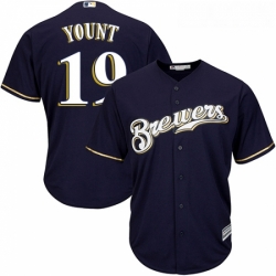 Youth Majestic Milwaukee Brewers 19 Robin Yount Replica Navy Blue Alternate Cool Base MLB Jersey