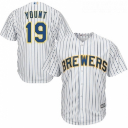 Youth Majestic Milwaukee Brewers 19 Robin Yount Replica White Alternate Cool Base MLB Jersey