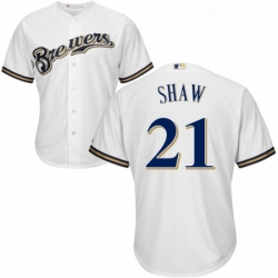 Youth Majestic Milwaukee Brewers 21 Travis Shaw Replica White Home Cool Base MLB Jersey
