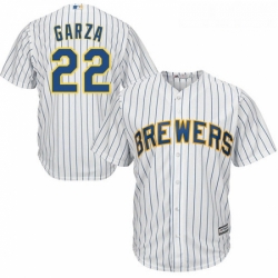 Youth Majestic Milwaukee Brewers 22 Matt Garza Authentic White Alternate Cool Base MLB Jersey