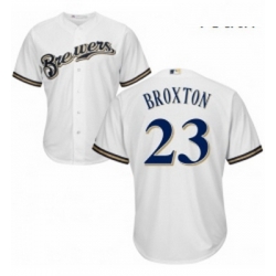 Youth Majestic Milwaukee Brewers 23 Keon Broxton Authentic Navy Blue Alternate Cool Base MLB Jersey 