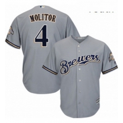 Youth Majestic Milwaukee Brewers 4 Paul Molitor Authentic Grey Road Cool Base MLB Jersey
