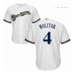 Youth Majestic Milwaukee Brewers 4 Paul Molitor Authentic White Home Cool Base MLB Jersey