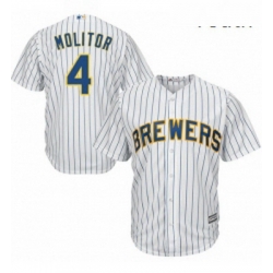 Youth Majestic Milwaukee Brewers 4 Paul Molitor Replica White Alternate Cool Base MLB Jersey