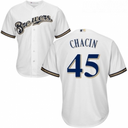 Youth Majestic Milwaukee Brewers 45 Jhoulys Chacin Authentic White Home Cool Base MLB Jersey 