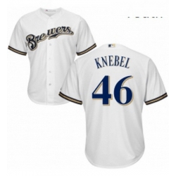Youth Majestic Milwaukee Brewers 46 Corey Knebel Replica White Home Cool Base MLB Jersey 