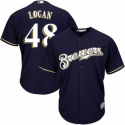 Youth Majestic Milwaukee Brewers 48 Boone Logan Authentic White Alternate Cool Base MLB Jersey 