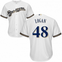 Youth Majestic Milwaukee Brewers 48 Boone Logan Replica Navy Blue Alternate Cool Base MLB Jersey 