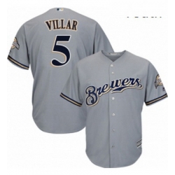 Youth Majestic Milwaukee Brewers 5 Jonathan Villar Authentic Grey Road Cool Base MLB Jersey