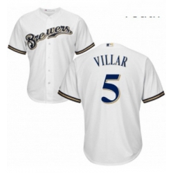 Youth Majestic Milwaukee Brewers 5 Jonathan Villar Authentic White Home Cool Base MLB Jersey