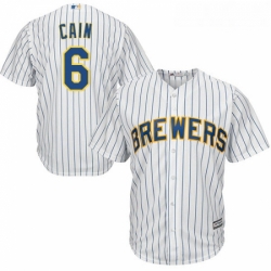 Youth Majestic Milwaukee Brewers 6 Lorenzo Cain Replica White Home Cool Base MLB Jersey 