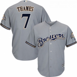 Youth Majestic Milwaukee Brewers 7 Eric Thames Authentic Grey Road Cool Base MLB Jersey