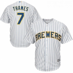 Youth Majestic Milwaukee Brewers 7 Eric Thames Authentic White Alternate Cool Base MLB Jersey