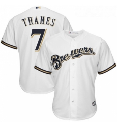 Youth Majestic Milwaukee Brewers 7 Eric Thames Authentic White Home Cool Base MLB Jersey