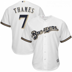 Youth Majestic Milwaukee Brewers 7 Eric Thames Replica White Home Cool Base MLB Jersey