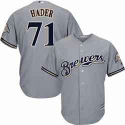 Youth Majestic Milwaukee Brewers 71 Josh Hader Authentic Grey Road Cool Base MLB Jersey 