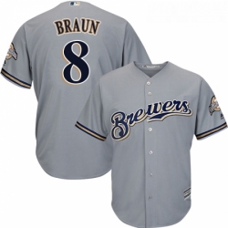 Youth Majestic Milwaukee Brewers 8 Ryan Braun Authentic Grey Road Cool Base MLB Jersey