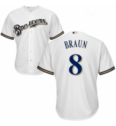 Youth Majestic Milwaukee Brewers 8 Ryan Braun Authentic White Home Cool Base MLB Jersey