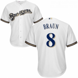 Youth Majestic Milwaukee Brewers 8 Ryan Braun Authentic White Home Cool Base MLB Jersey