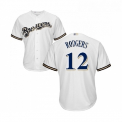 Youth Milwaukee Brewers 12 Aaron Rodgers Replica White Alternate Cool Base Baseball Jersey 