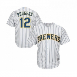 Youth Milwaukee Brewers 12 Aaron Rodgers Replica White Home Cool Base Baseball Jersey 