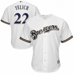 Youth Milwaukee Brewers 22 Christian Yelich White Cool Base Stitched MLB Jersey 