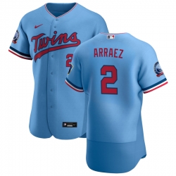 Men Minnesota Twins 2 Luis Arraez Men Nike Light Blue Alternate 2020 60th Season Flex Base Team MLB Jersey