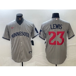 Men Minnesota Twins 23 Royce Lewis Grey Cool Base Stitched Baseball Jersey