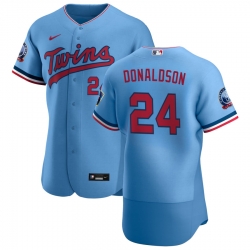 Men Minnesota Twins 24 Josh Donaldson Men Nike Light Blue Alternate 2020 60th Season Flex Base Team MLB Jersey