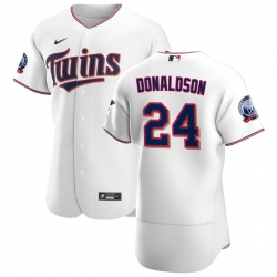 Men Minnesota Twins 24 Josh Donaldson Men Nike White Home 2020 60th Season Flex Base Team MLB Jersey