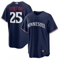 Men Minnesota Twins 25 Byron Buxton Navy Cool Base Stitched Jersey