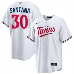 Men Minnesota Twins 30 Carlos Santana White Cool Base Stitched Baseball Jersey