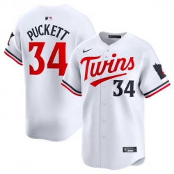 Men Minnesota Twins 34 Kirby Puckett White 2024 Home Limited Cool Base Stitched Baseball Jersey