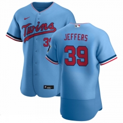 Men Minnesota Twins 39 Ryan Jeffers Men Nike Light Blue Alternate 2020 Flex Base Team MLB Jersey