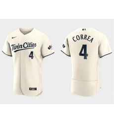 Men Minnesota Twins 4 Carlos Correa Cream Flex Base Stitched Baseball Jersey