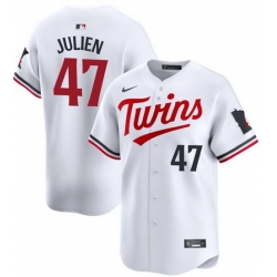 Men Minnesota Twins 47 Edouard Julien White 2024 Home Limited Stitched Baseball Jersey