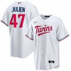 Men Minnesota Twins 47 Edouard Julien White Cool Base Stitched Baseball Jersey
