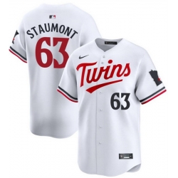 Men Minnesota Twins 63 Josh Staumont White 2024 Home Limited Cool Base Stitched Baseball Jersey