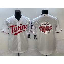 Men Minnesota Twins White Team Big Logo Cool Base Stitched Jersey